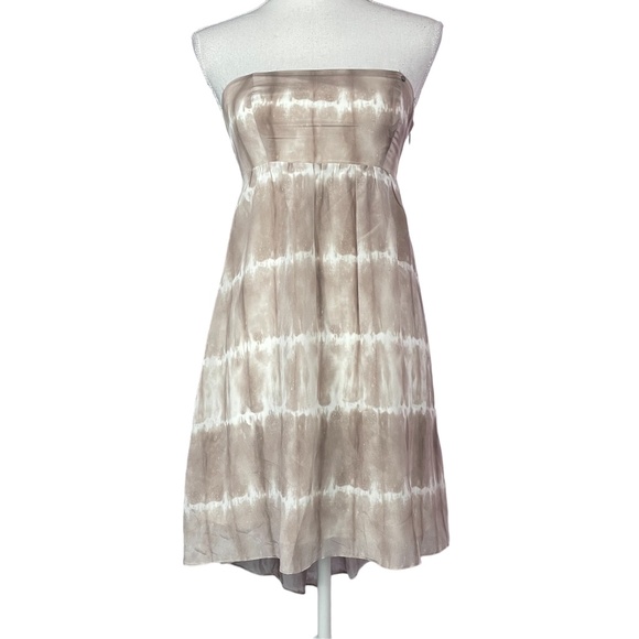 Guess 100% Silk Strapless Dress 2 High-Low Tube Tie-Dye Chiffon Striped Sun - Picture 1 of 14